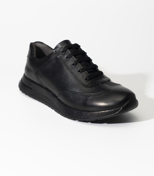Black leather BKS 1211 casual staff shoe
