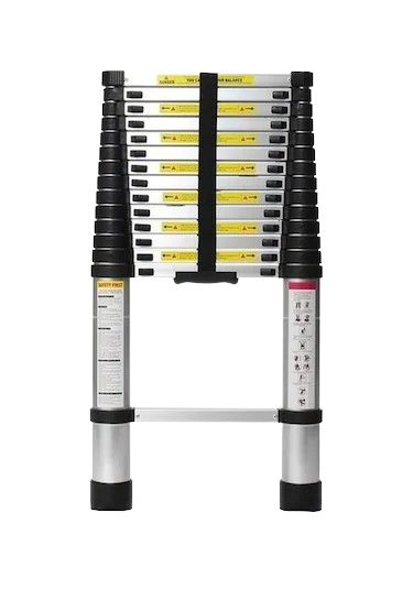 Extended 13-step aluminium telescopic ladder