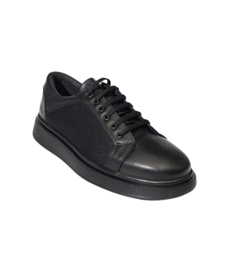 Black leather lace-up BKS 2301 staff shoe