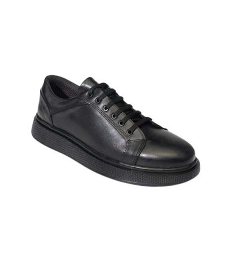 Black leather BKS 2302 staff shoe with thick sole