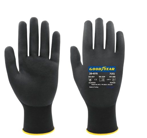 Siyah Goodyear 20-875 noktalı 3/4 kaplı iş eldiveni