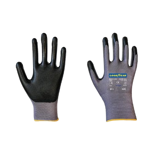 Goodyear SP-1 gri astarlı, siyah nitril avuç içi kaplı eldiven