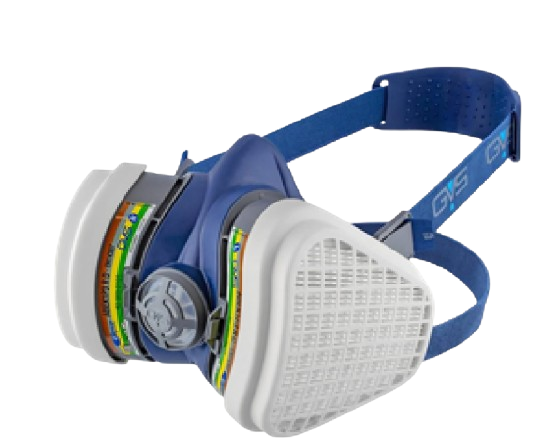 GVS Elipse ABEK1P3 half mask with blue body and white filters