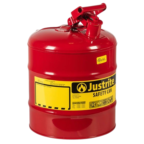 Red Justrite 19-litre Type I steel safety can