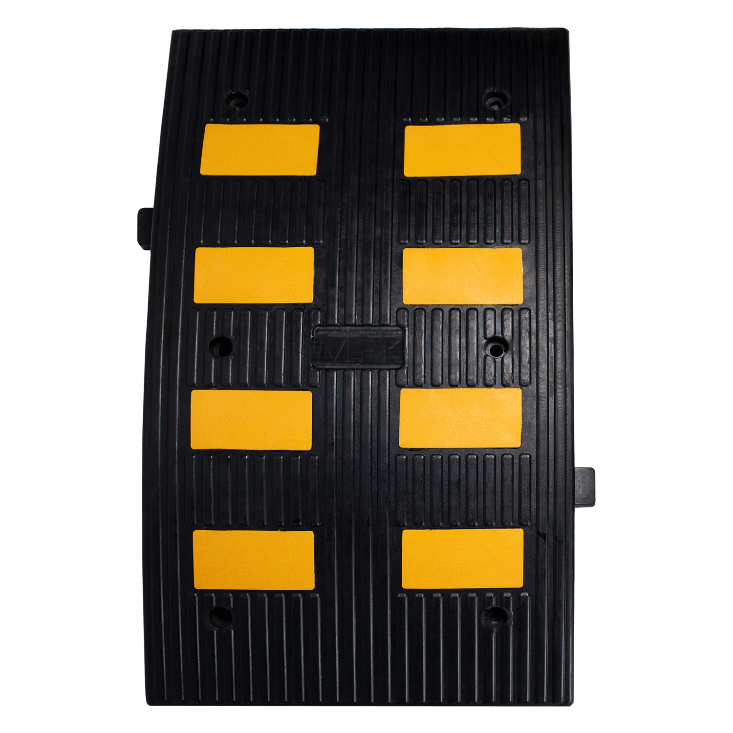 Black and yellow modular speed bump with reflectors