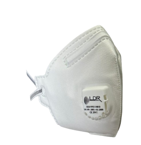 Beyaz LDR 3210 AC FFP2 V dikey katlanır ventilli maske